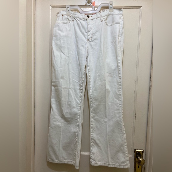 NYDJ Tummy Tuck Jeans Womens Size‎ 16 White Wide Leg Curve Fit Red Label Pockets - Picture 1 of 8